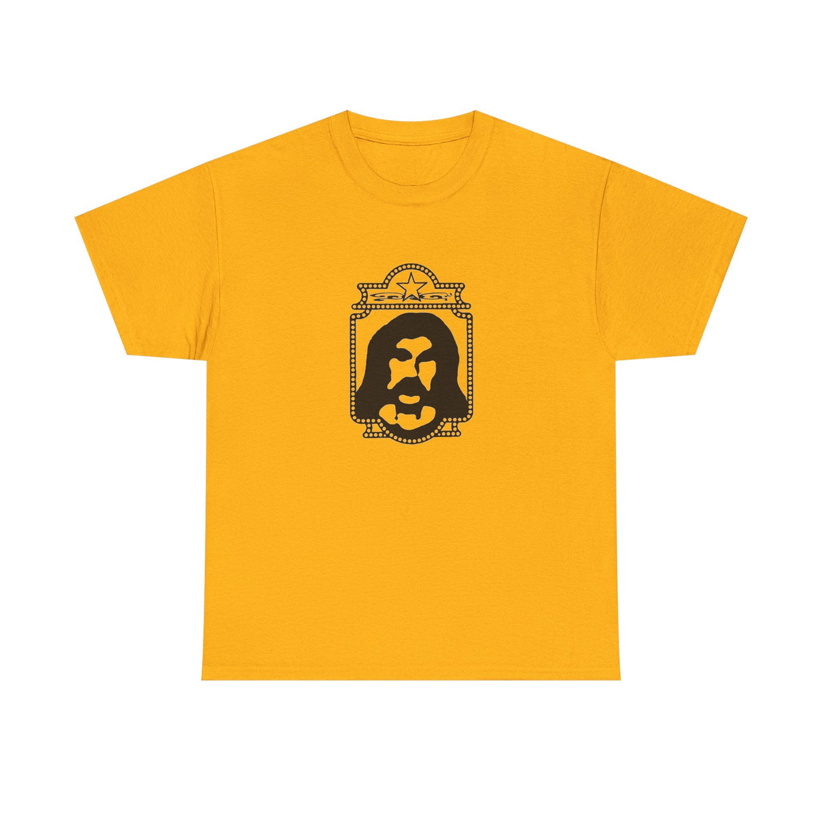 Mugshot tee by Quinn Beekman — bearded figure in an ornate beaded frame, from the t-shirt range.